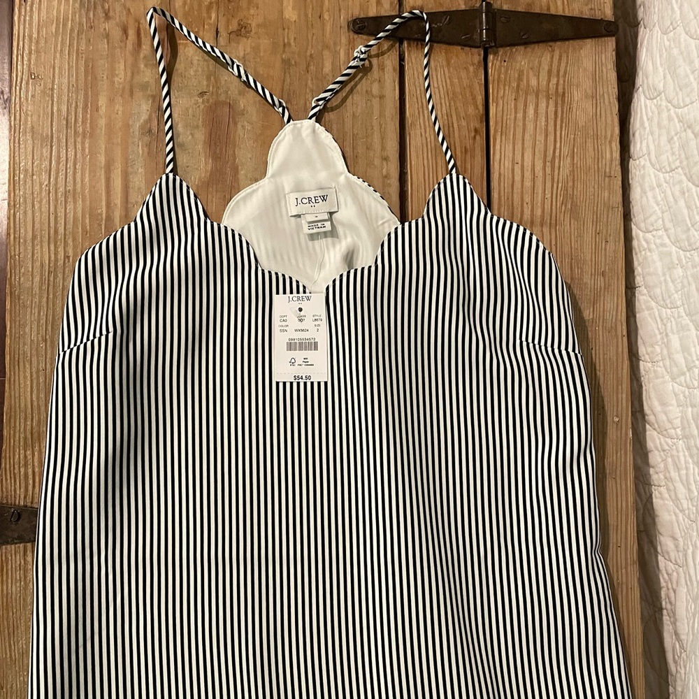 J. Crew scalloped striped racer back tank